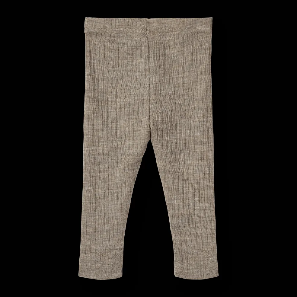 Agi Leggings I Ull Och Silke Khaki Melange