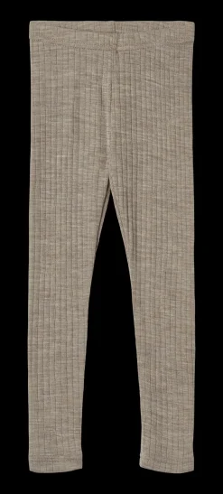 Agi Leggings I Ull Och Silke Khaki Melange