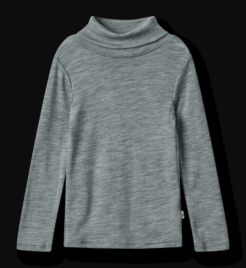 Aksel Ull-T-shirt Med Polokrage Melange Grey
