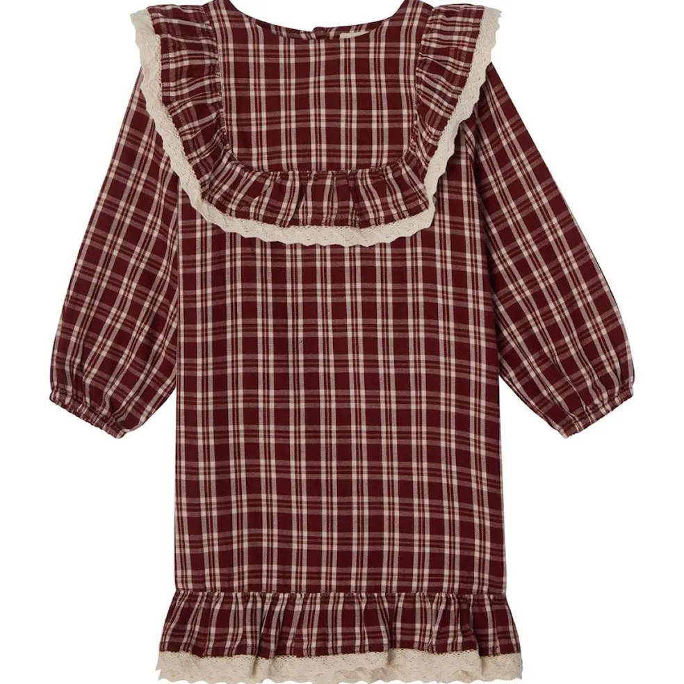 Alice Christmas Check Flounce Dress i Red