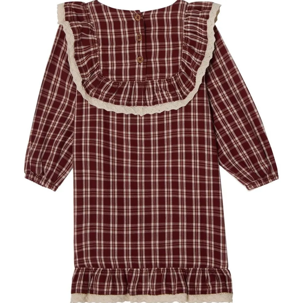 Alice Christmas Check Flounce Dress i Red