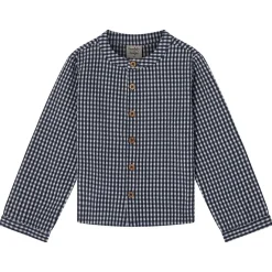 August LS Skjorta Seersucker Navy Check