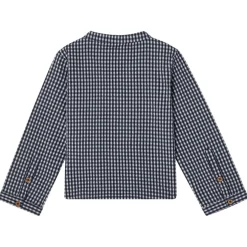 August LS Skjorta Seersucker Navy Check