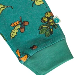 Baby leggings with Fall leaves Petroleum Green