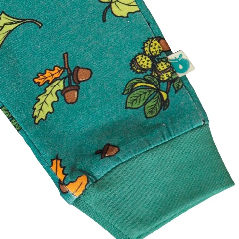 Baby leggings with Fall leaves Petroleum Green