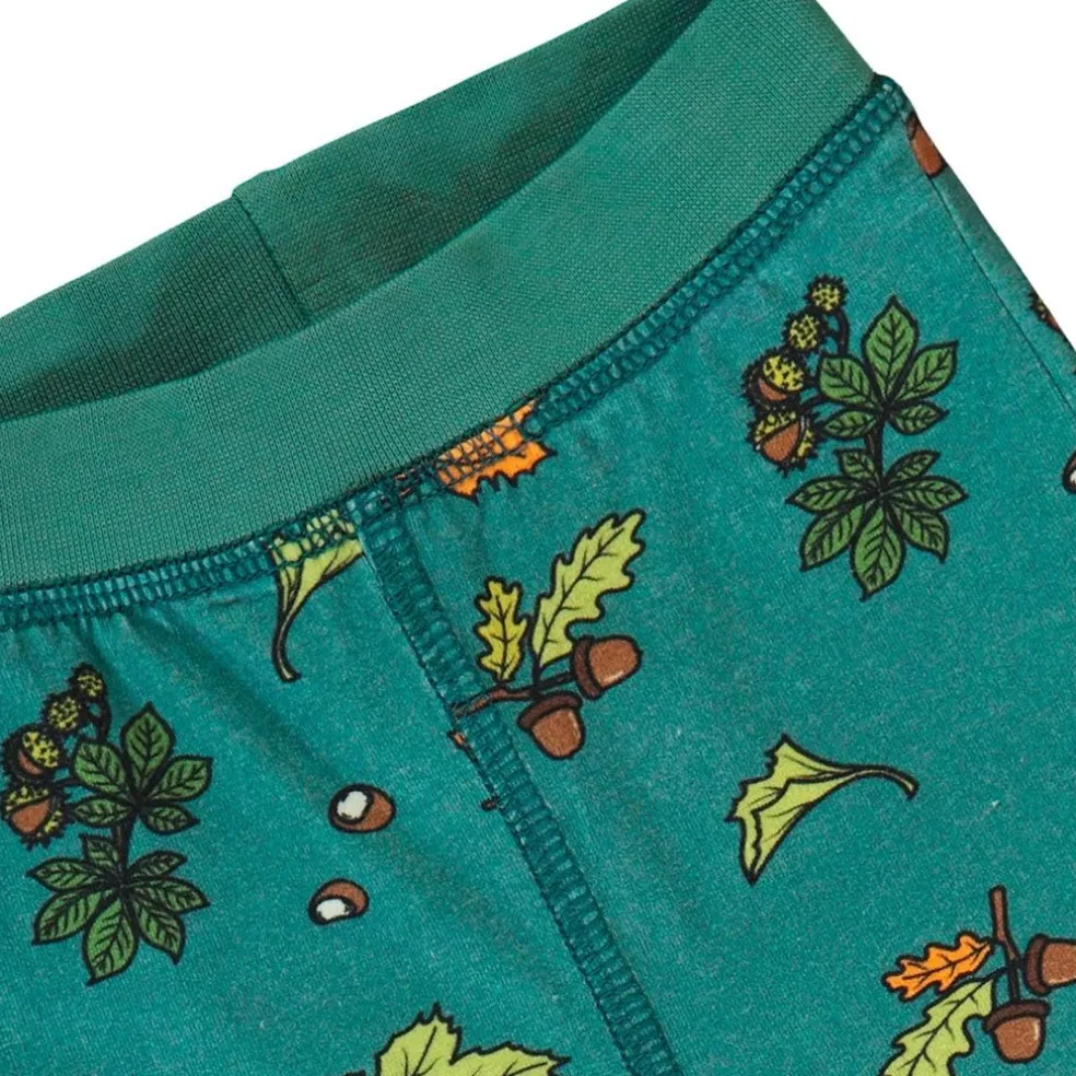 Baby leggings with Fall leaves Petroleum Green