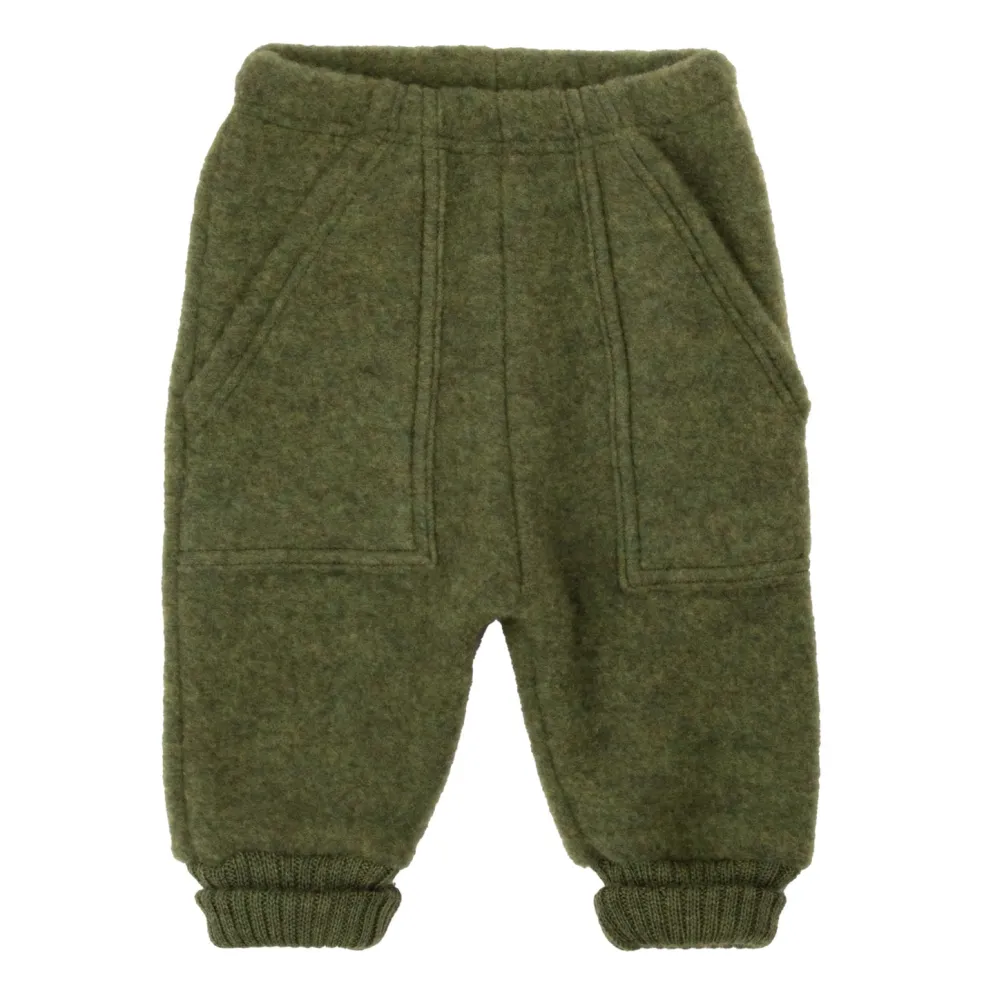 Baggy Byxor I Mjuk Ull Dark Olive