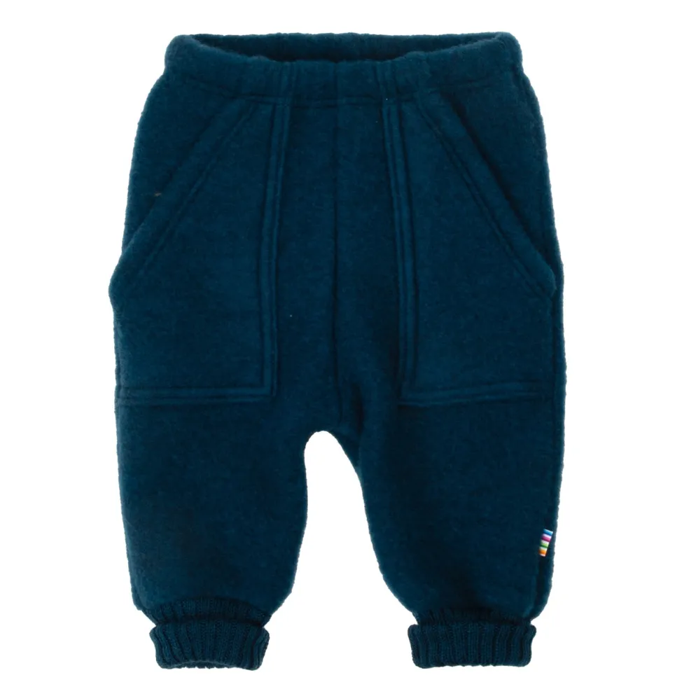 Baggy Byxor I Mjuk Ull Dark Turquoise
