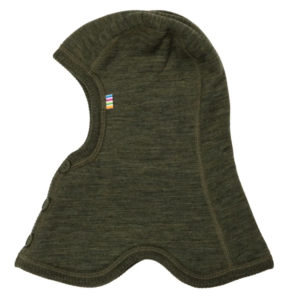 Balaklava I Ull Med Knappar Moss Green