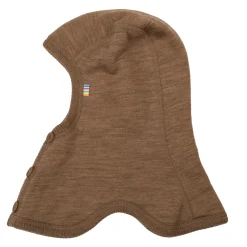 Balaklava I Ull Med Knappar Warm Brown