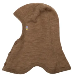 Balaklava I Ull Med Knappar Warm Brown
