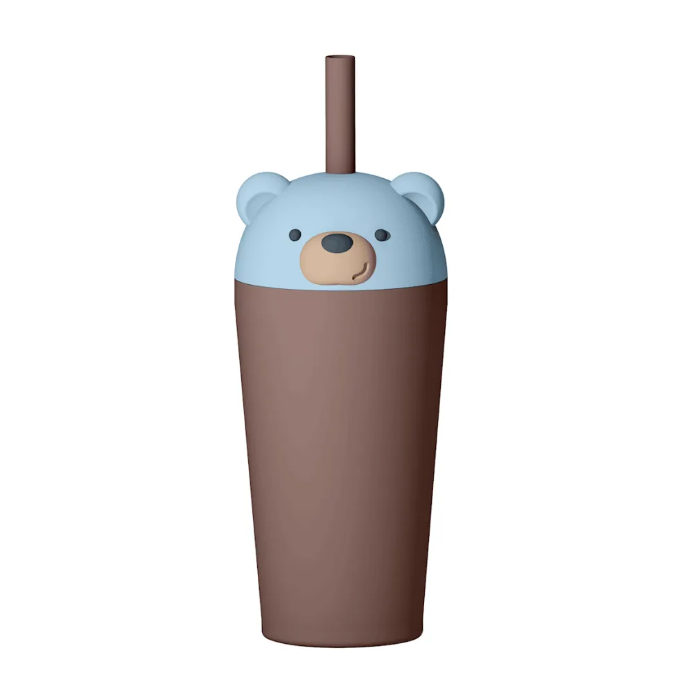 Bestie Sippy Isolerad Mugg Med Sugrör Bear