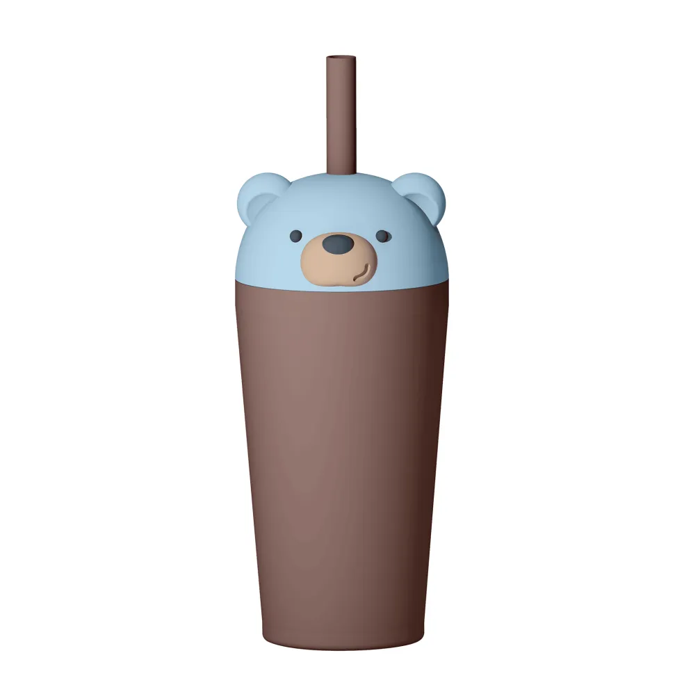 Bestie Sippy Isolerad Mugg Med Sugrör Bear