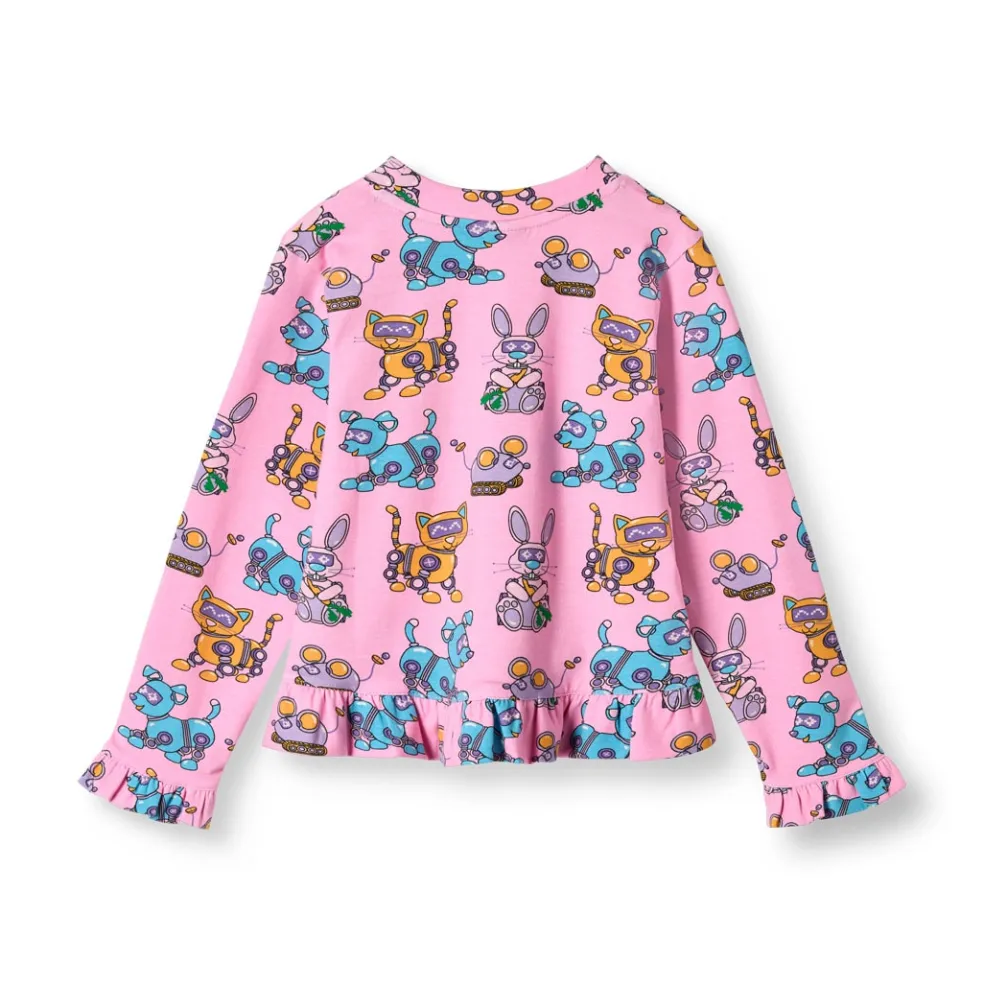 Dabinett With Robot Pets Långärmad T-shirt Pink Lilac