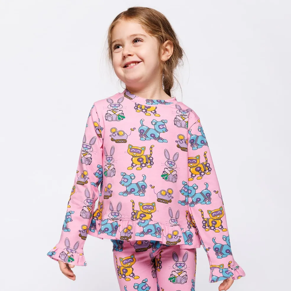 Dabinett With Robot Pets Långärmad T-shirt Pink Lilac