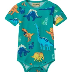 Dinosaurs Kortärmad Baby Body Teal