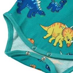 Dinosaurs Kortärmad Baby Body Teal