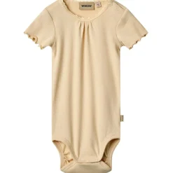 Edna Ribbad Kortärmad Baby Body Macadamia