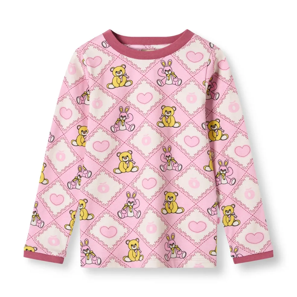Elstar Långärmad Topp Med Nallebjörnar Rosa Lace