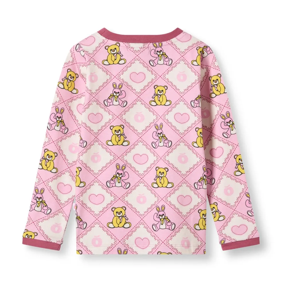 Elstar Långärmad Topp Med Nallebjörnar Rosa Lace