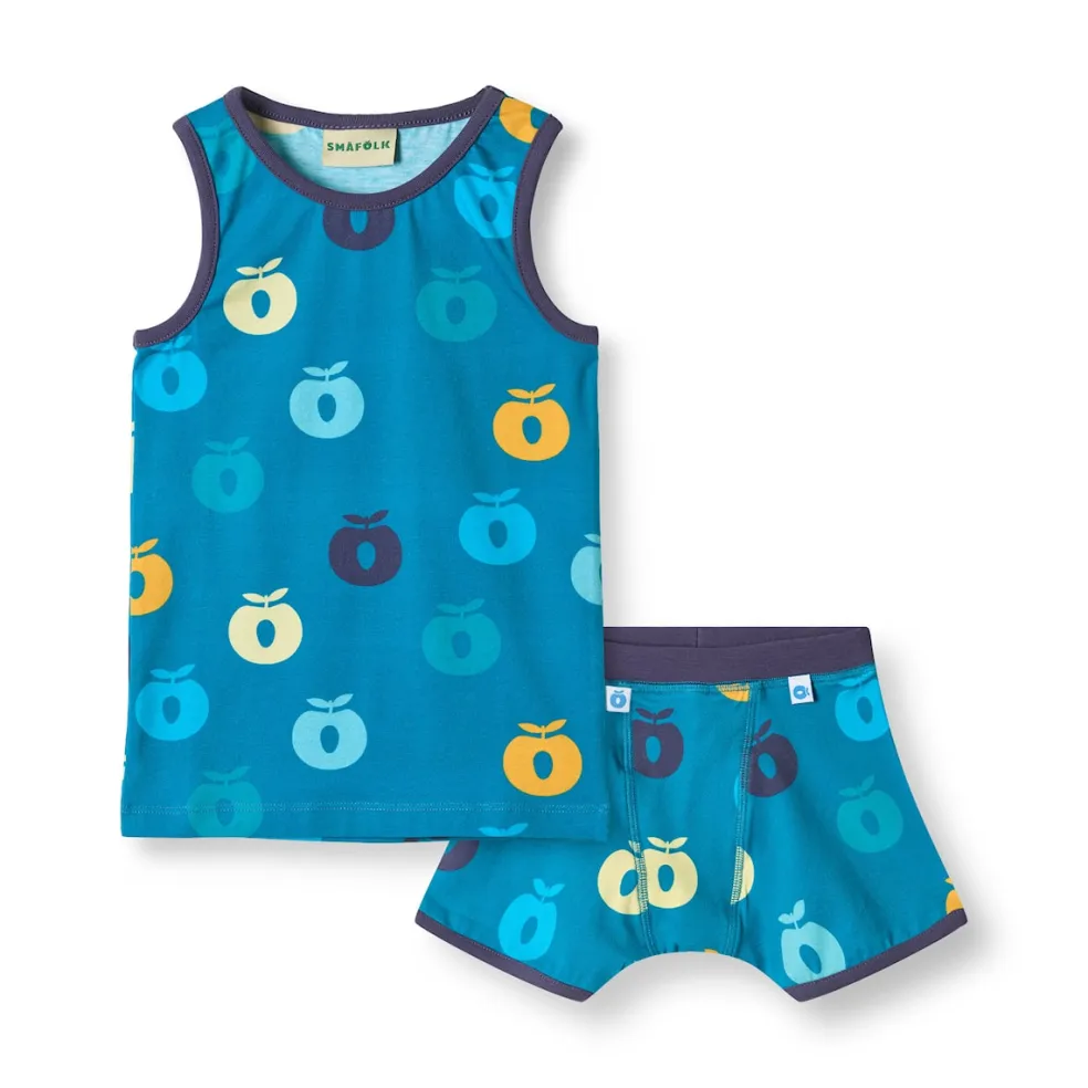 Elstar Underwear Set with Apples Solid blue