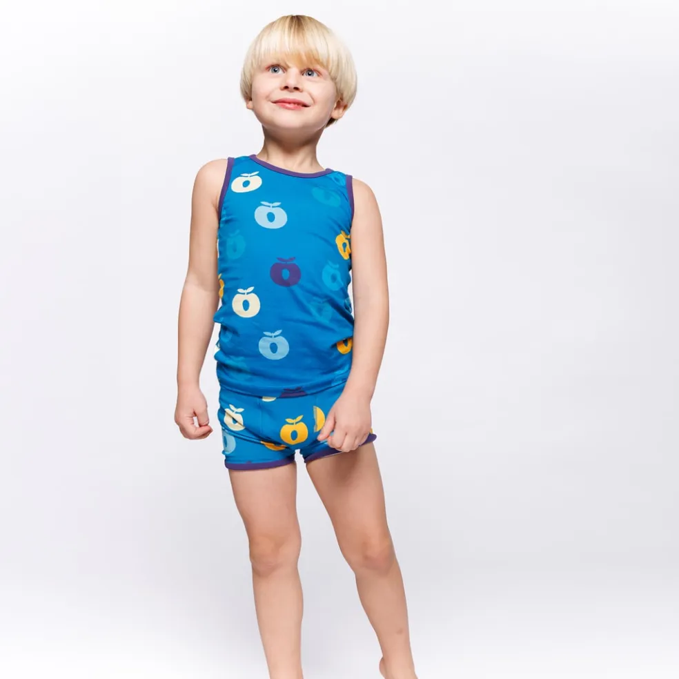Elstar Underwear Set with Apples Solid blue