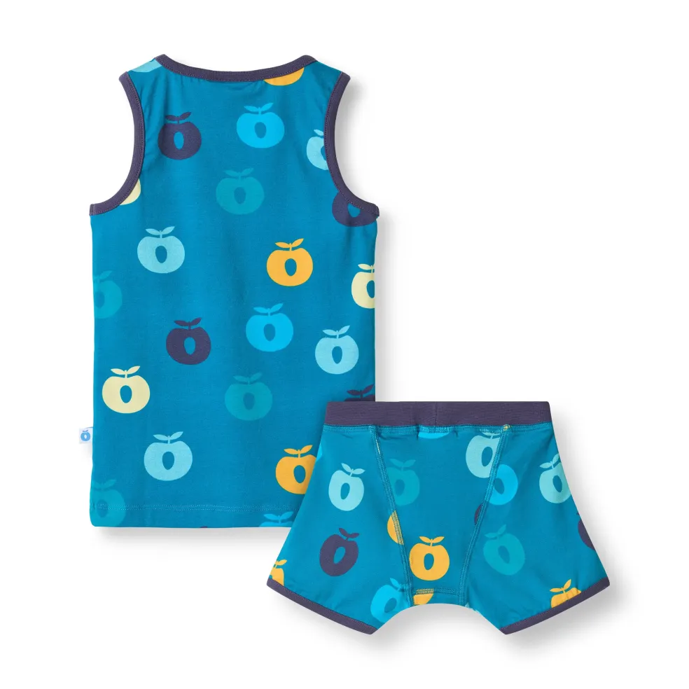 Elstar Underwear Set with Apples Solid blue