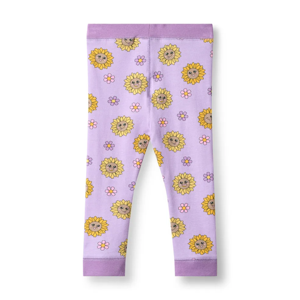 Elstar With Sunflowers Baby Leggings Heather Purple