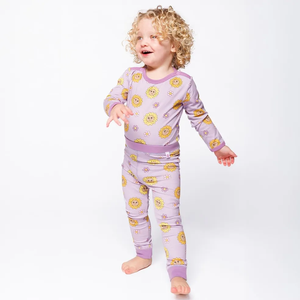 Elstar With Sunflowers Baby Leggings Heather Purple