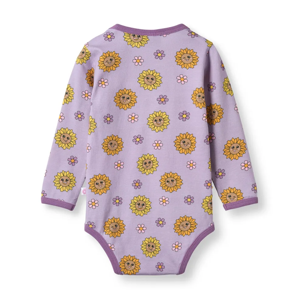 Elstar With Sunflowers Långärmad Baby Body Heather Purple