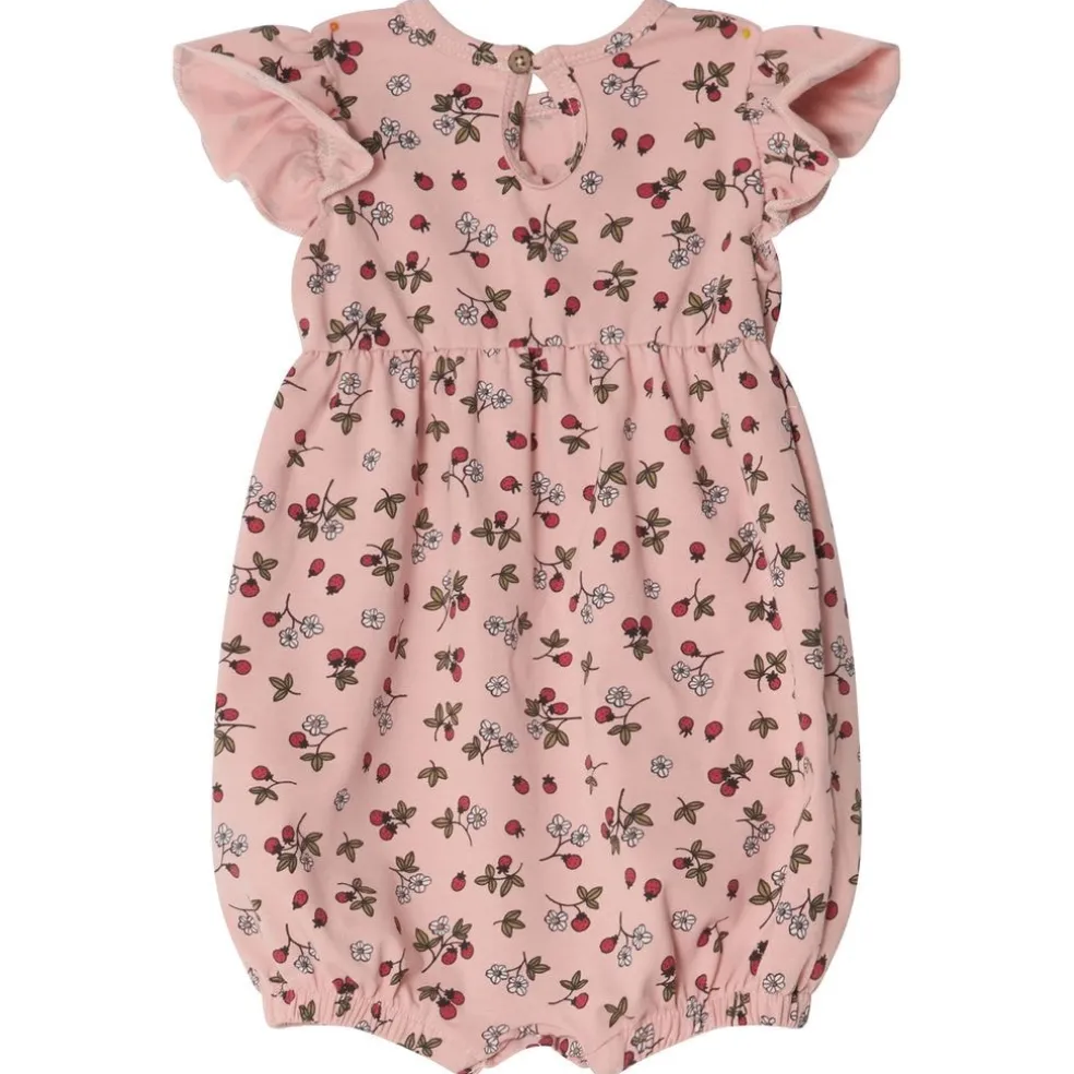 Flora GOTS Mönstrad Romper Wild Strawberry