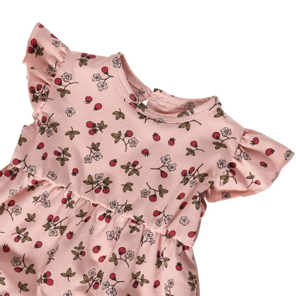 Flora GOTS Mönstrad Romper Wild Strawberry