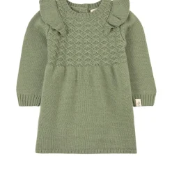 Flounce Stickad Klänning Khaki
