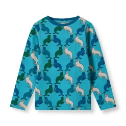 Gala Långärmad Topp Med Sjölejon Blå Aqua Teal