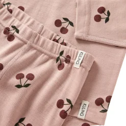 Gisborn Baselayer-set I Ull Och Bambu Woody Rose Cherry