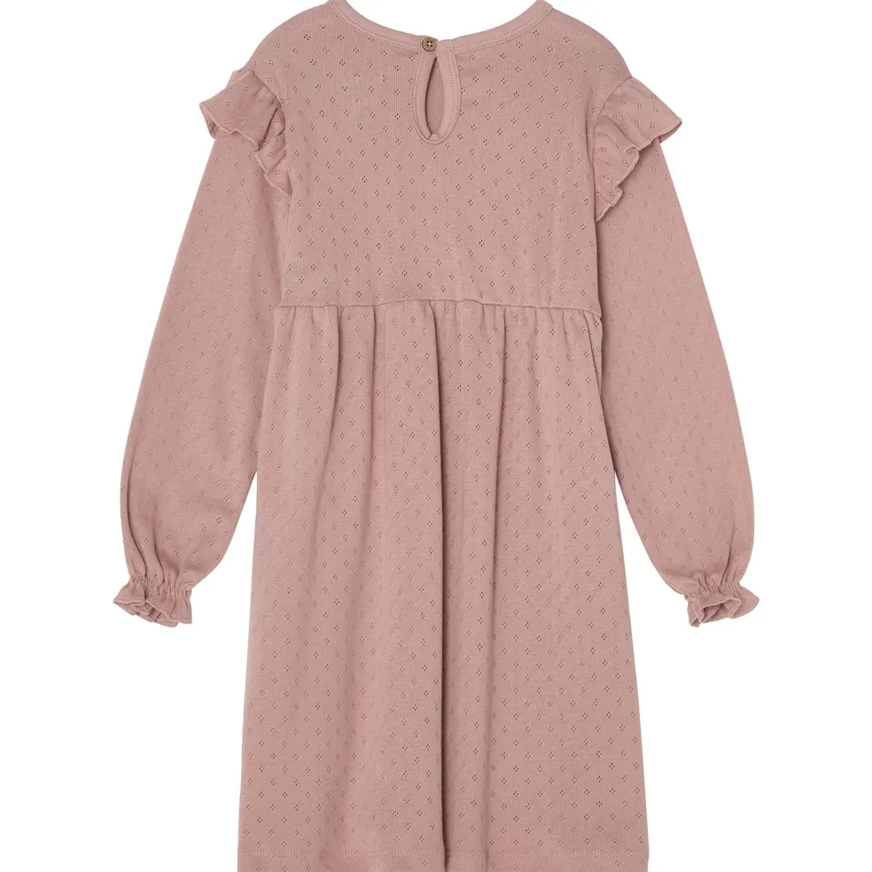 GOTS Hedda Pointelle Klänning Pink Mauve