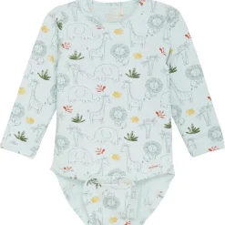 GOTS Mönstrad Baby Body Misty Blue