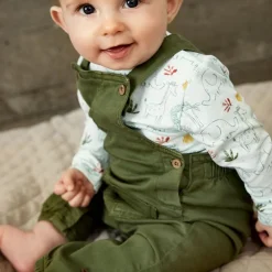 GOTS Mönstrad Baby Body Misty Blue