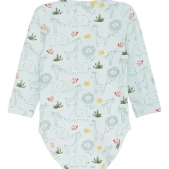 GOTS Mönstrad Baby Body Misty Blue