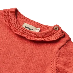 GOTS Nannie Stickad Baby-klänning Candy Red