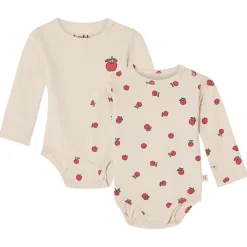 GOTS Petter 2-pack Mönstrade Baby Bodies Med Äpplen Gräddvit