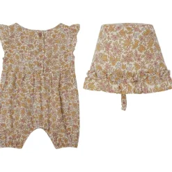 GOTS Sigrid Blommig Romper Med Solhatt Wildflowers