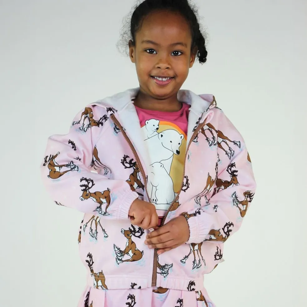 Hoodie with reindeer Icy Pink