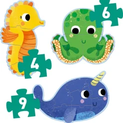In The Sea 3 Djurformade Pussel 4, 6, 9 Bitar