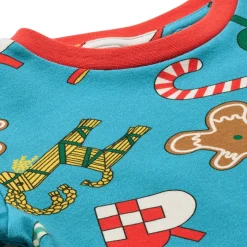 Jubilee Pyjamas Set Med Juldekorationer Creamy Blue