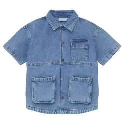 Kortärmad Jeansskjorta Light Denim Blue