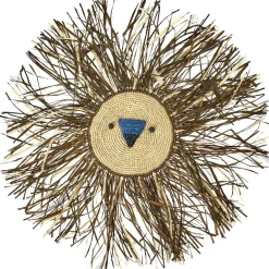 Large Raffia Väggdekoration Med Djur Brown