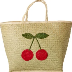 Large Raffia Väska Big Cherry Embroidery