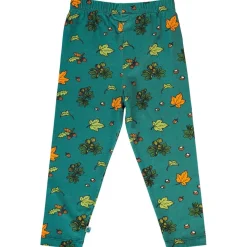 Leggings with Fall leaves Petroleum Green