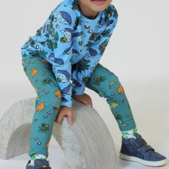 Leggings with Fall leaves Petroleum Green